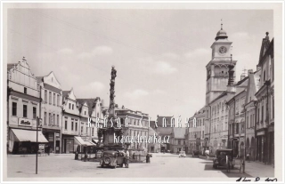 TŘEBOŇ, Náměstí, nyní Masarykovo náměstí i s automobily