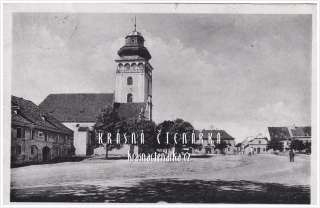 BECHYNĚ, Náměstí a pohled na kostel sv. Matěje