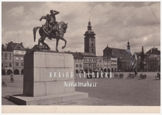 ČESKÉ BUDĚJOVICE, Žižkovo náměstí i s pomníkem, nyní nám. Přemysla Otakara