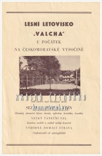 Informační leták: LESNÍ LETOVISKO „VALCHA“ U POČÁTEK NA ČESKOMORAVSKÉ VYSOČINĚ
