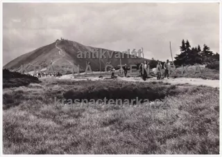 Hora SNĚŽKA (Pohled z Obří pláně, i s turisty)