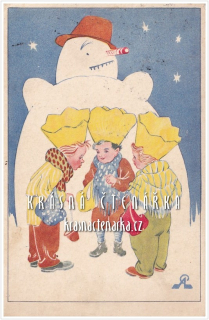 Přání VÁNOČNÍ či NOVOROČNÍ (il. Laichter P.)