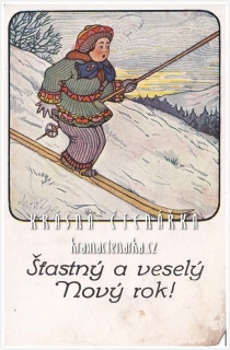 Vánoční LYŽOVÁNÍ (il. Molík František)