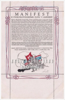 MANIFEST k československému ludu v Amerike ! 1918