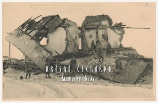 VOJENSKÁ, Zničený dům u Strypy 1915