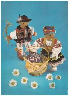 VELIKONOČNÍ  přání s krojovanou panenkou