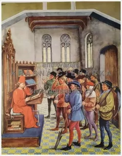 Macmillan's History Pictures: PEASANTS REPORTING FOR WORK, 15th C.