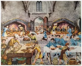 Macmillan's History Pictures: BUSY COOKS IN A CASTLE KITCHEN, 14th C.