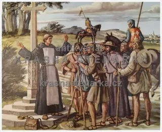 Macmillan's History Pictures: A FRIAR AND PILGRIMS, 13th C.