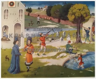 Macmillan's History Pictures: SHOOTING, FOWLING AND FISHING 15th C.