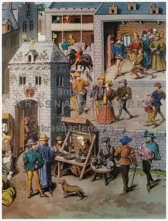 Macmillan's History Pictures: INSIDE AND OUTSIDE A TOWN GATE, 15th C.