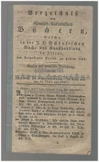 VERZEICHNIß VON RÖMISCH - KATHOLISCHEN BÜCHERN (J. D. Schöpsische, Zittau)