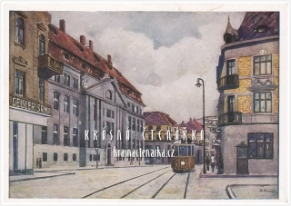 OSTRAVA na ilustrované pohlednici, Nádražní třída s Živnobankou
