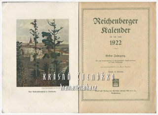 REICHENBERGER KALENDER für das Jahr 1922 (kalendář Liberec)