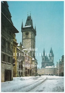 PRAHA, Staromětská radnice a Týnský chrám ... v zimě