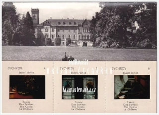 Zámek SYCHROV, pohlednice s diapozitivy