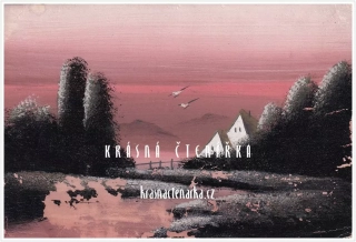 RUČNĚ MALOVANÁ pohlednice: KRAJINA
