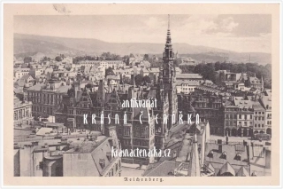 LIBEREC, Radnice a náměstí, pohled shora