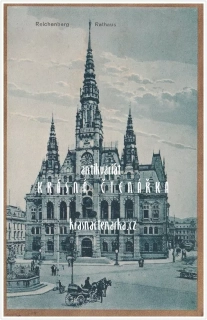 LIBEREC, Radnice, náměstí, kašna i koňský povoz