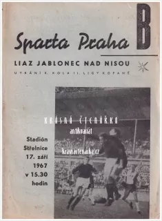 Sportovní program: SPARTA PRAHA - LIAZ JABLONEC NAD NISOU 1967