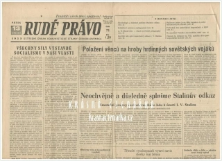 RUDÉ PRÁVO, číslo z 13.3. 1953, Neochvějně a důsledně plníme Stalinův odkaz