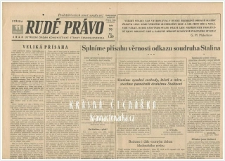 RUDÉ PRÁVO, číslo z 11.3. 1953, Splníme přísahu věrnosti odkazu soudruha Stalina