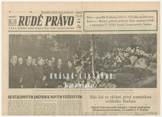 RUDÉ PRÁVO, číslo z 9.3. 1953, Náš lid se sklání před památkou velikého Stalina