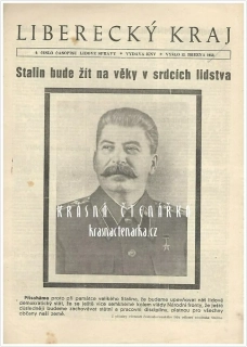 LIBERECKÝ KRAJ, časopis Lidové správy, číslo vydané k úmrtí J. V. Stalina