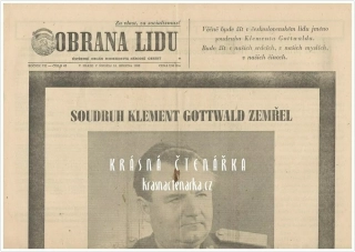 OBRANA LIDU, číslo 63 z 15.3. 1953, Soudruh Klement Gottwald zemřel