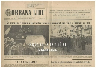 OBRANA LIDU, číslo 56 z 7.3. 1953, Neporazitelná, věčně živá je pravda Stalinova, pravda komunismu - věc Stalinova, kterou žijí naše srdce