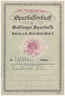 SPARKASSENBUCH der Gablonzer Sparkassa (Jablonec nad Nisou)
