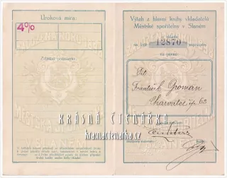 VKLADNÍ LIST Městké spořitelny, Slaný