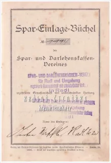 SPAREINLAGE-BÜCHEL des Spar und Darlehenskassenvereines für Radl (Rádlo)