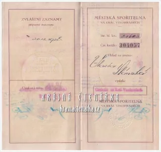 SPOŘITELNÍ KNÍŽKA Městské spořitelny na Král. Vinohradech, Praha