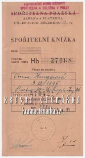 SPOŘITELNÍ KNÍŽKA, Spořitelna pražská, Sběrna a platebna Holešovice