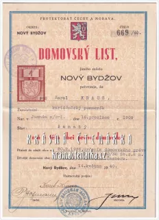 DOMOVSKÝ LIST na právo domovské, Nový Bydžov