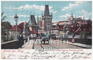 PRAHA, Karlův most i s povozem