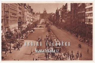 PRAHA, Václavské náměstí i s tramvajemi