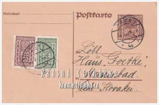 KORESPONDENČNÍ LÍSTEK, Objednávka hotelového pokoje v Mariánských Lázních, razítko WIEN