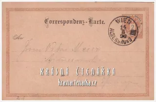 KORESPONDENČNÍ LÍSTEK z roku 1890, razítko WIEN ALSERGRUND