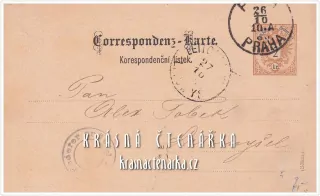 KORESPONDENČNÍ LÍSTEK pro pana Tobeka z Litomyšle z roku 1888, razítko PRAHA