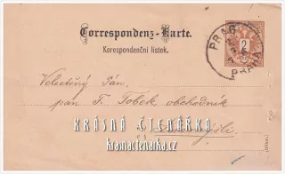 KORESPONDENČNÍ LÍSTEK, Obchodní dokument pro pana Tobeka z Litomyšle, razítko PRAHA