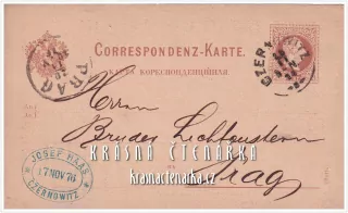 KORESPONDENČNÍ LÍSTEK, Obchodní nabídkový list z roku 1876, razítko PRAG / CZERNOWITZ