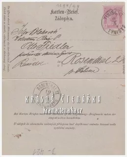 DOPISNICE Zálepka, razítko TÝNIŠTĚ