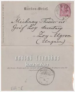 DOPISNICE Zálepka, razítko WIEN (Vídeň)