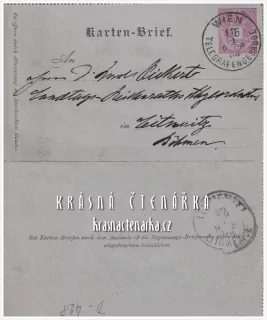 DOPISNICE Zálepka, razítko WIEN (Vídeň)