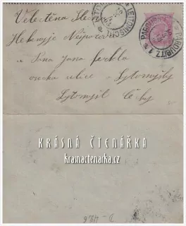 DOPISNICE Zálepka, razítko PARDUBICE / LITOMYŠL