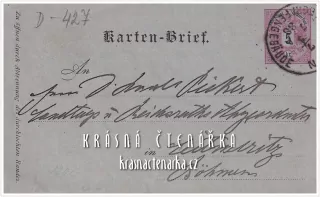 DOPISNICE Zálepka s vytištěnou poštovní známkou z roku 1888