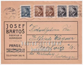 POŠTOVNÍ ZNÁMKA na obálce, PROTEKTORÁT Čechy a Morava