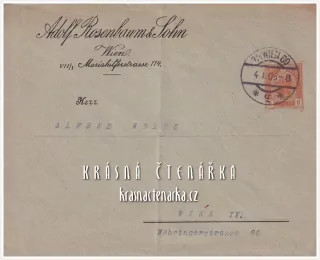 OBÁLKA či DOPISNICE z roku 1905 s vytištěnou známkou, razítko WIEN